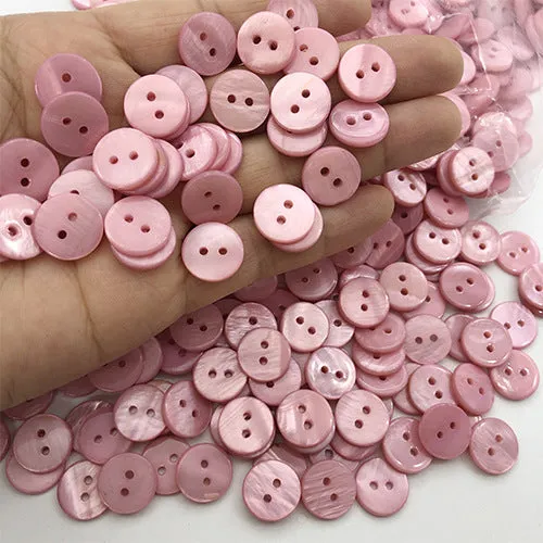 9/10/12.5mm Round 2-Hole Natural Shell Colorful Shirt Buttons 70 Pack