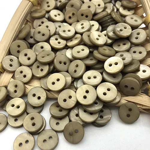 9/10/12.5mm Round 2-Hole Natural Shell Colorful Shirt Buttons 70 Pack