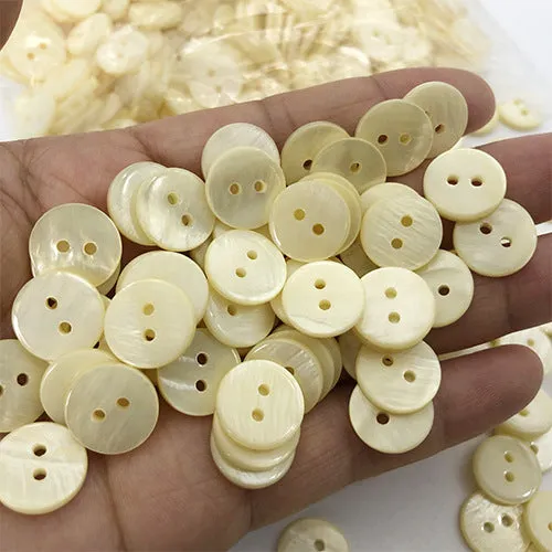 9/10/12.5mm Round 2-Hole Natural Shell Colorful Shirt Buttons 70 Pack