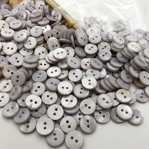 9/10/12.5mm Round 2-Hole Natural Shell Colorful Shirt Buttons 70 Pack