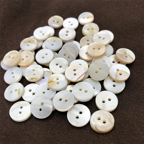 9/10/12.5mm Round 2-Hole Natural Shell Colorful Shirt Buttons 70 Pack