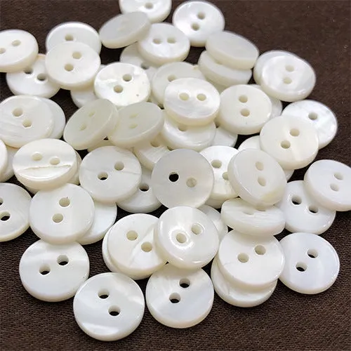 9/10/12.5mm Round 2-Hole Natural Shell Colorful Shirt Buttons 70 Pack