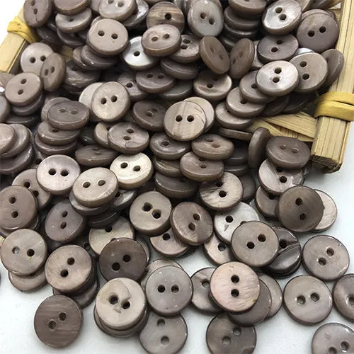 9/10/12.5mm Round 2-Hole Natural Shell Colorful Shirt Buttons 70 Pack