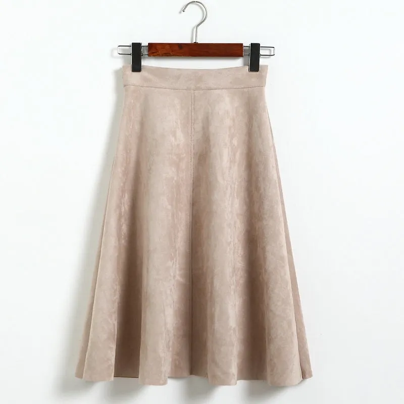 A-Line Black Green Flare Fashion High Waist Midi Skirt