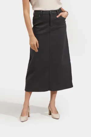A-Line Denim Midi Skirt