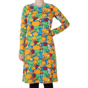 Adult's Blue Autumn Garden A-Line Long Sleeve Dress - 1 Left Size S