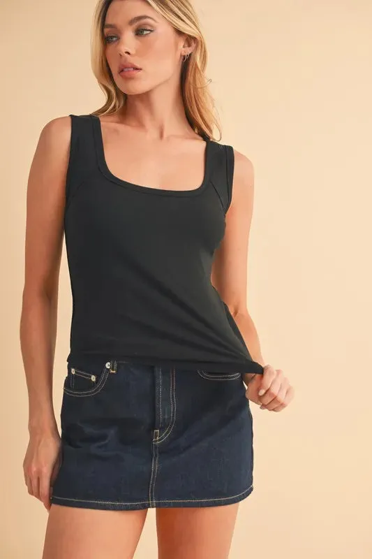 Aemi Co Square Neck Wide Strap Tank