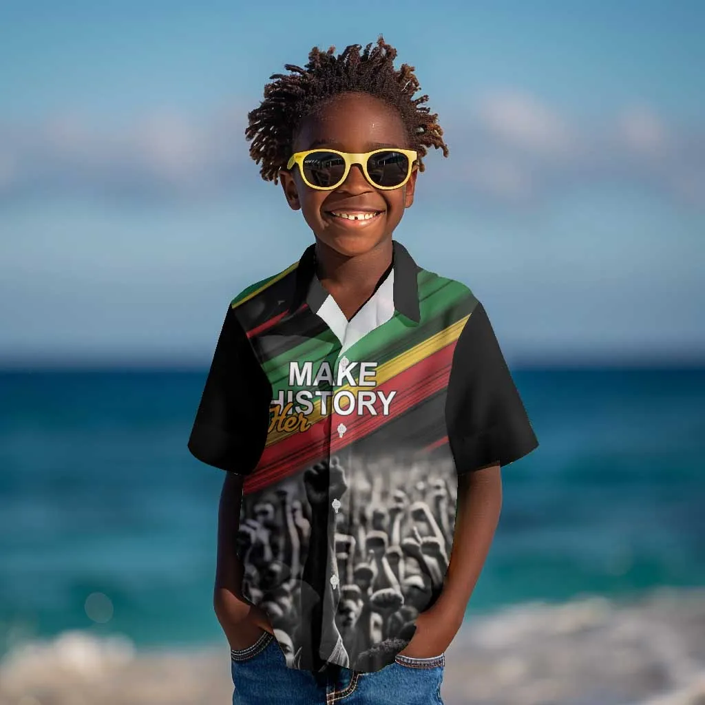 African-American History Month Kid Hawaiian Shirt Black Power Hand Make His-Herstories LT9