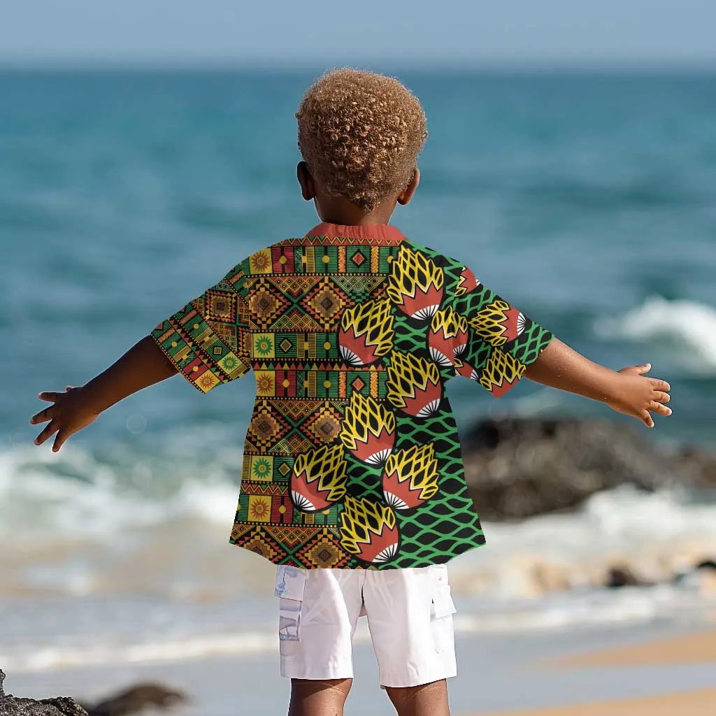 African Tribal Geometric Mixed Kanga Pattern Kid Hawaiian Shirt LT9