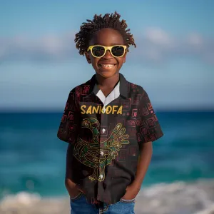 Afro-American Culture Kid Hawaiian Shirt Adinkra Sankofa Bird - Cosmic Red LT7