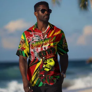 Afro Jamaica Lion Hawaiian Shirt Coat Of Arms Rastafarianism DT02