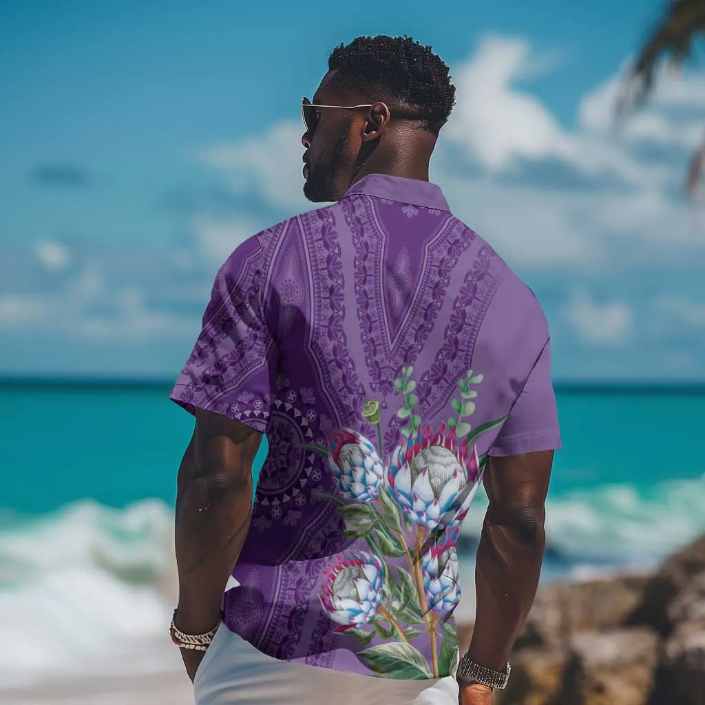 Afro King Proteas Dashiki Motif Hawaiian Shirt Violet Style LT9