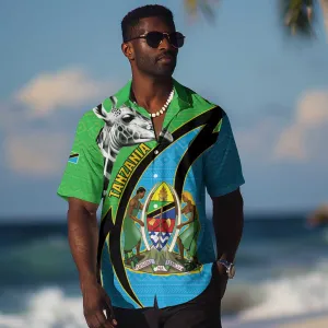 Afro Tanzania Giraffe Hawaiian Shirt Coat Of Arms Curve Style LT15