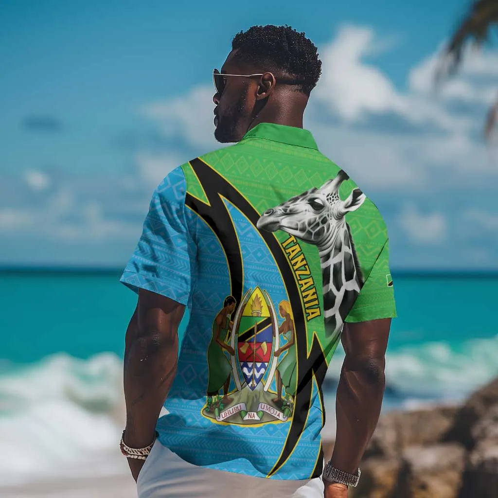 Afro Tanzania Giraffe Hawaiian Shirt Coat Of Arms Curve Style LT15