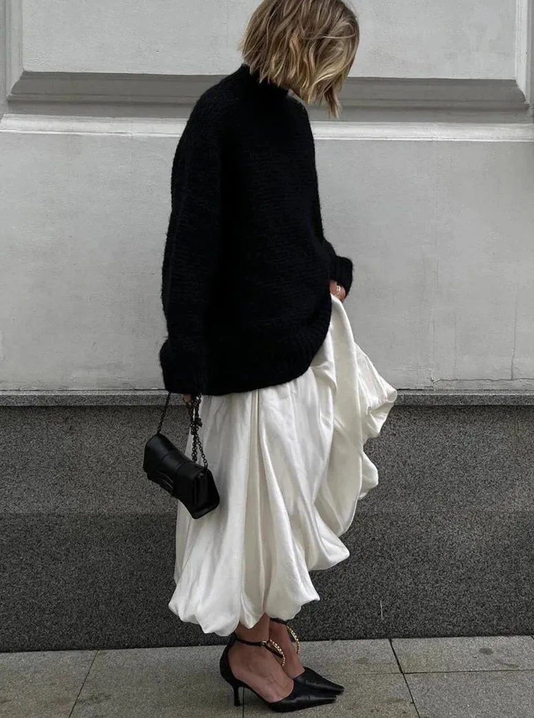 Alexine Valance Hem Flare Satin Skirts - 3 Colors