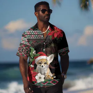 Algeria Christmas Personalized Hawaiian Shirt Fennec Fox Santa and Traditional Pattern LT9