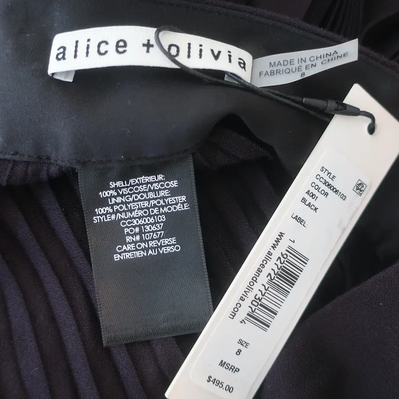 Alice   Olivia Copen Pleated Wide Leg Pants Black Size 8 NEW