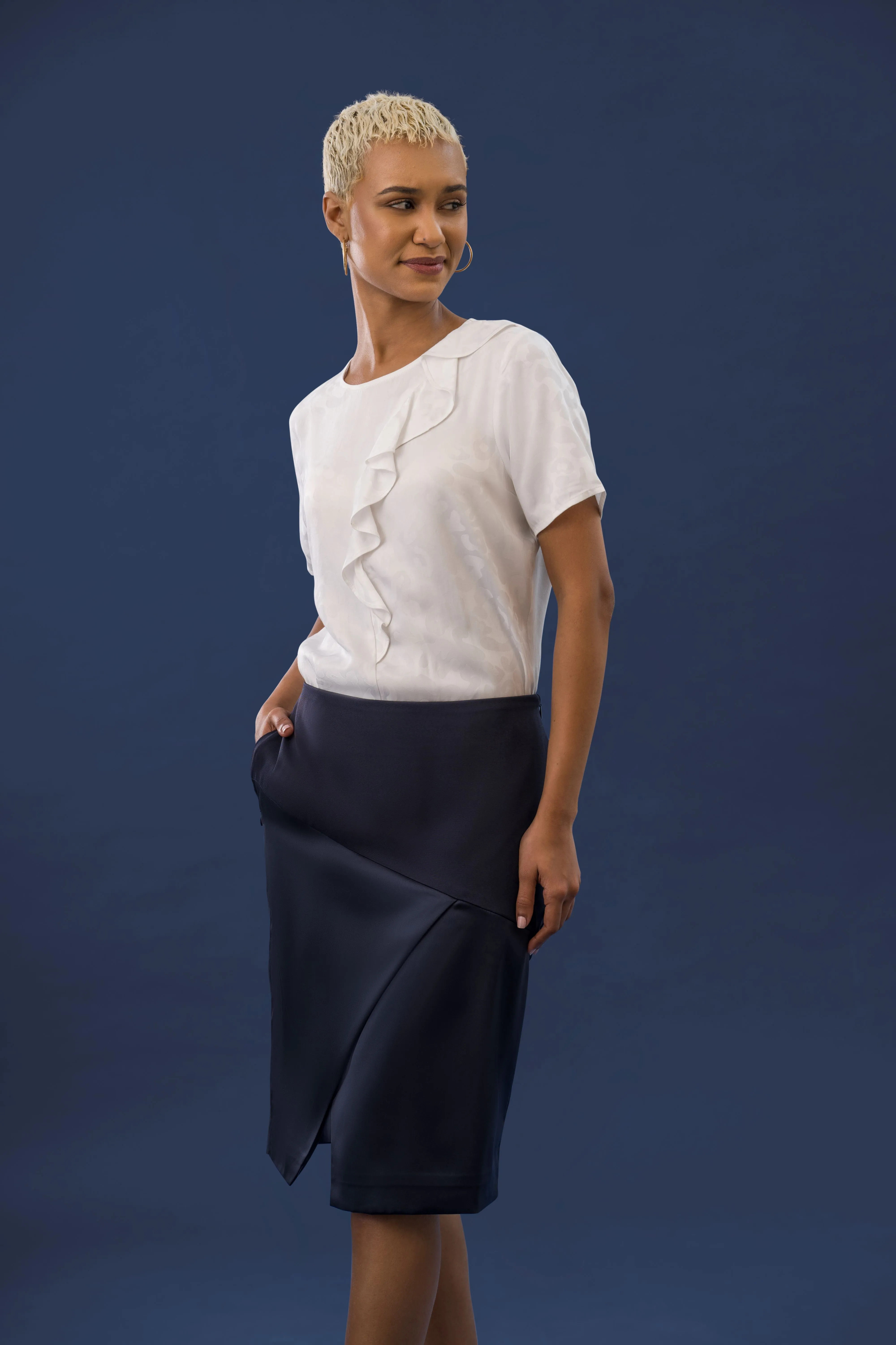 Ambition Crepe and Satin Pencil Skirt for Women