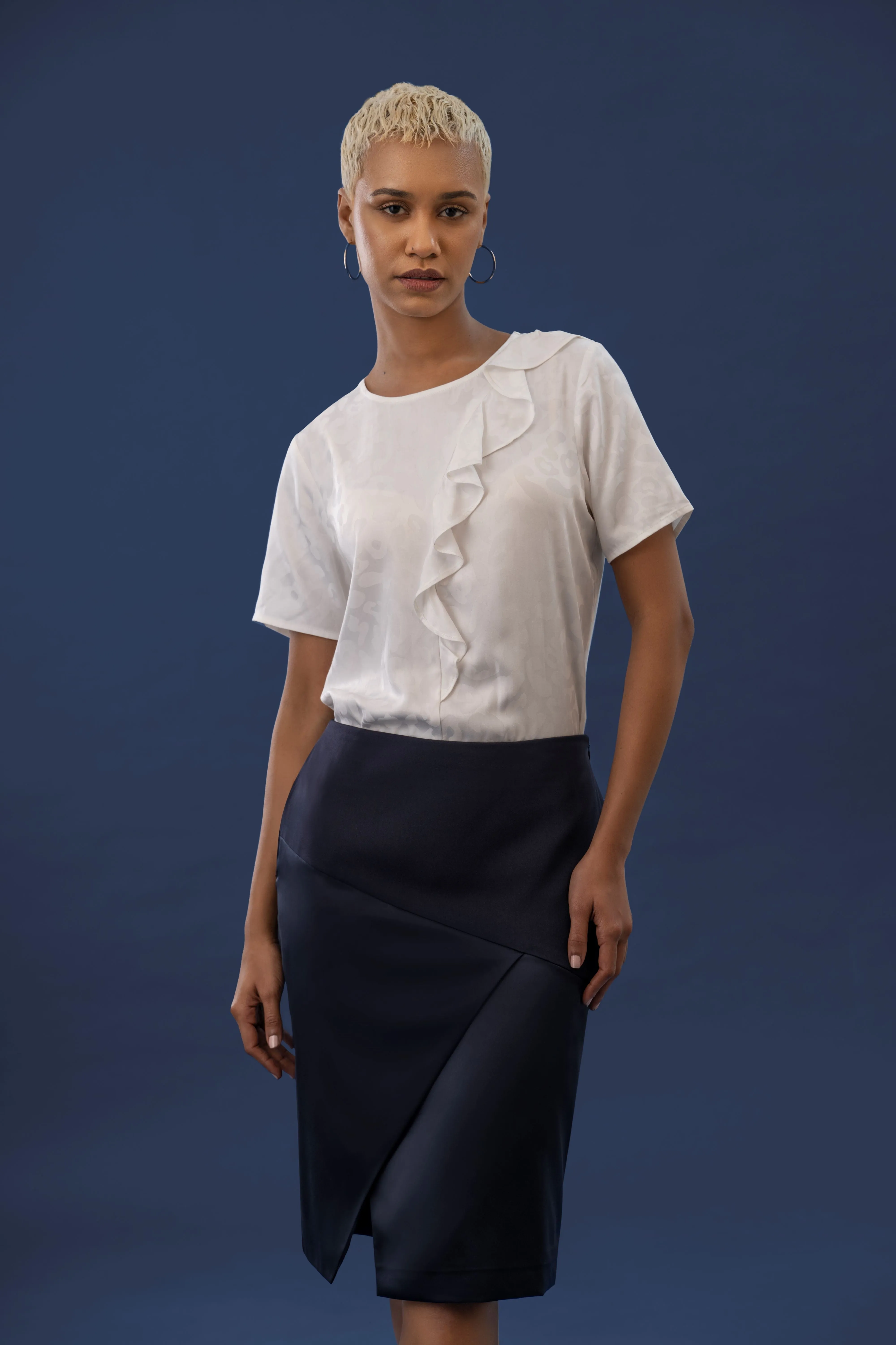 Ambition Crepe and Satin Pencil Skirt for Women