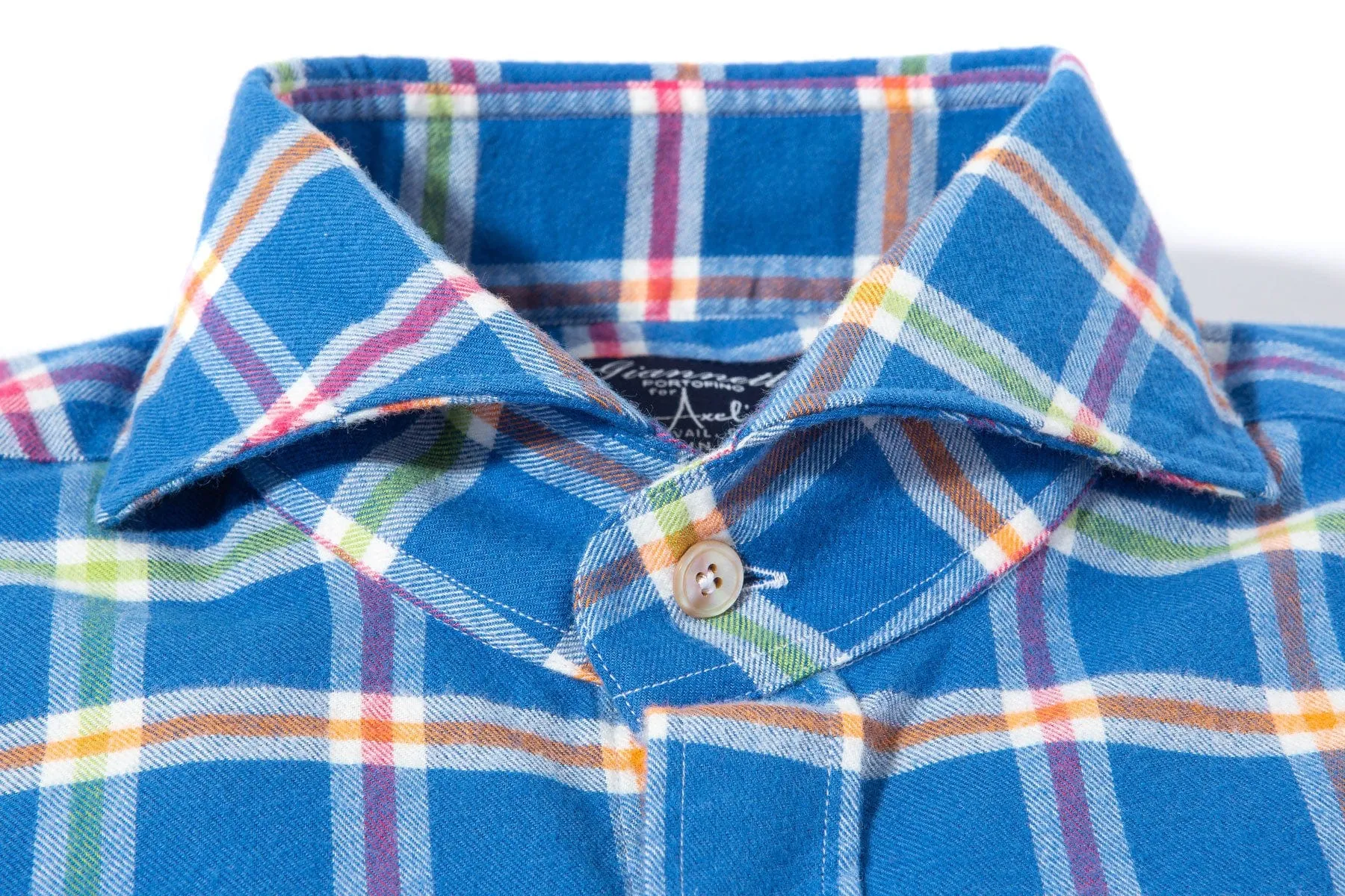 Amedee Brushed Cotton Check in Royal and Orange