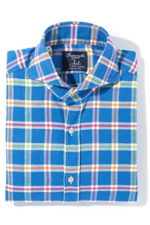 Amedee Brushed Cotton Check in Royal and Orange