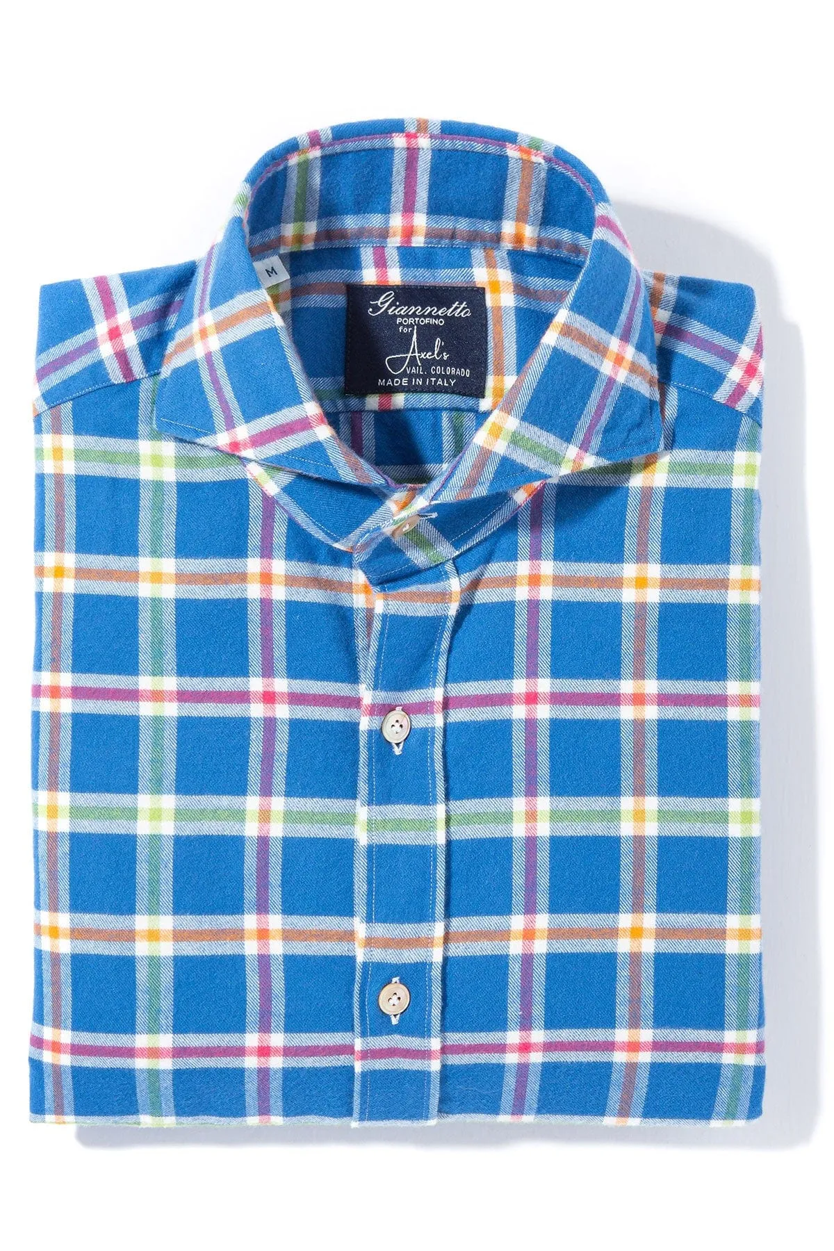 Amedee Brushed Cotton Check in Royal and Orange