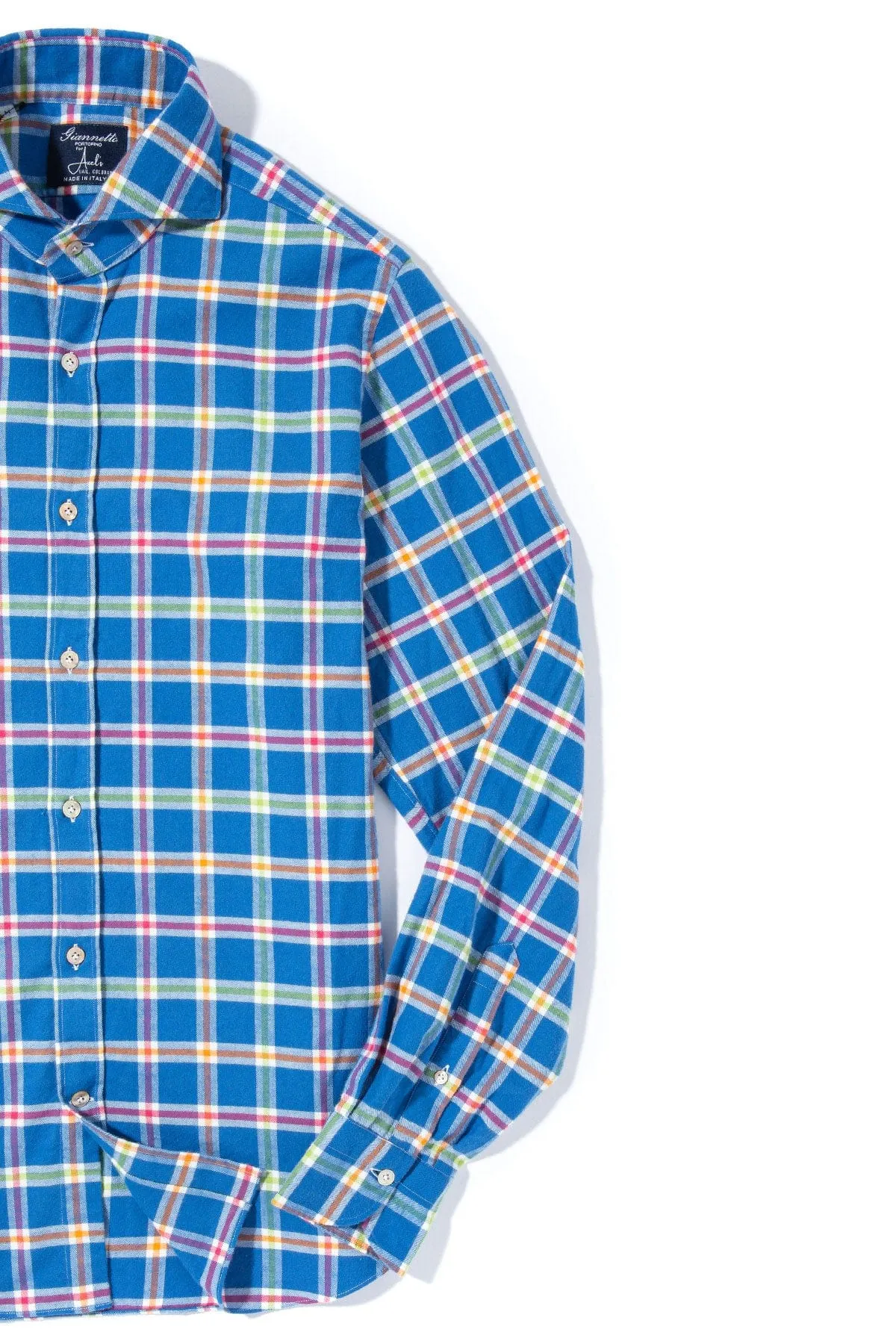 Amedee Brushed Cotton Check in Royal and Orange
