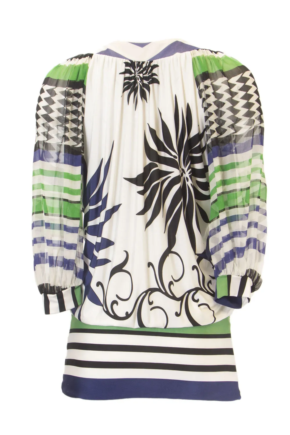 ANALILI Women's Froal Print 3/4 Sleeve Contrast Tunic Sz X-Small Multi