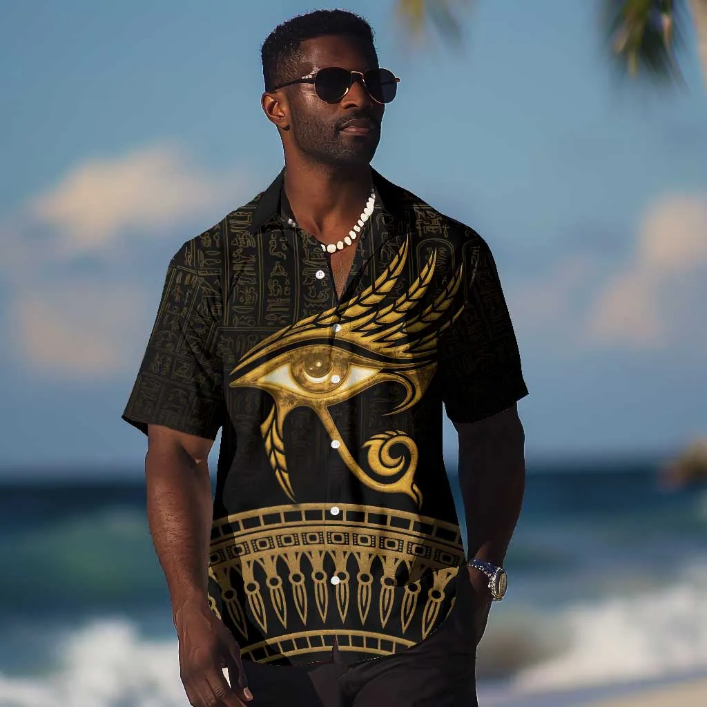 Ancient Egypt Gold Intricate Hawaiian Shirt Eye of Horus LT7