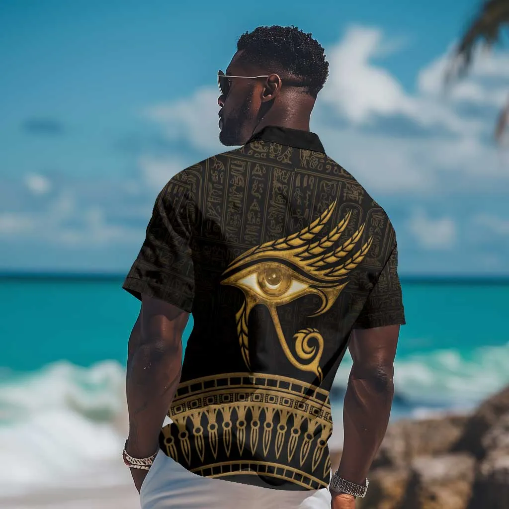 Ancient Egypt Gold Intricate Hawaiian Shirt Eye of Horus LT7