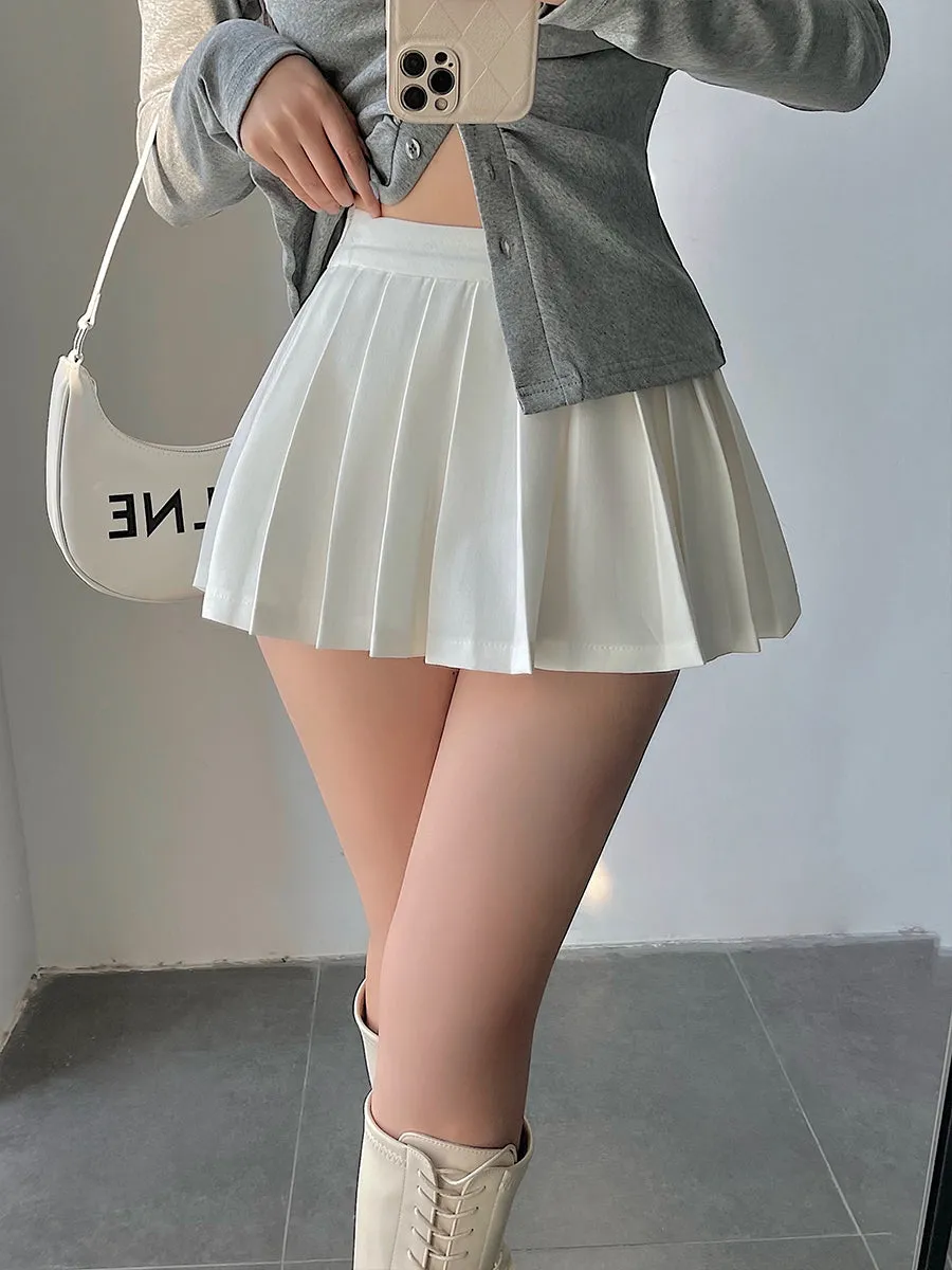 Angelina Solid Color Pleated A Line Mini Skirt