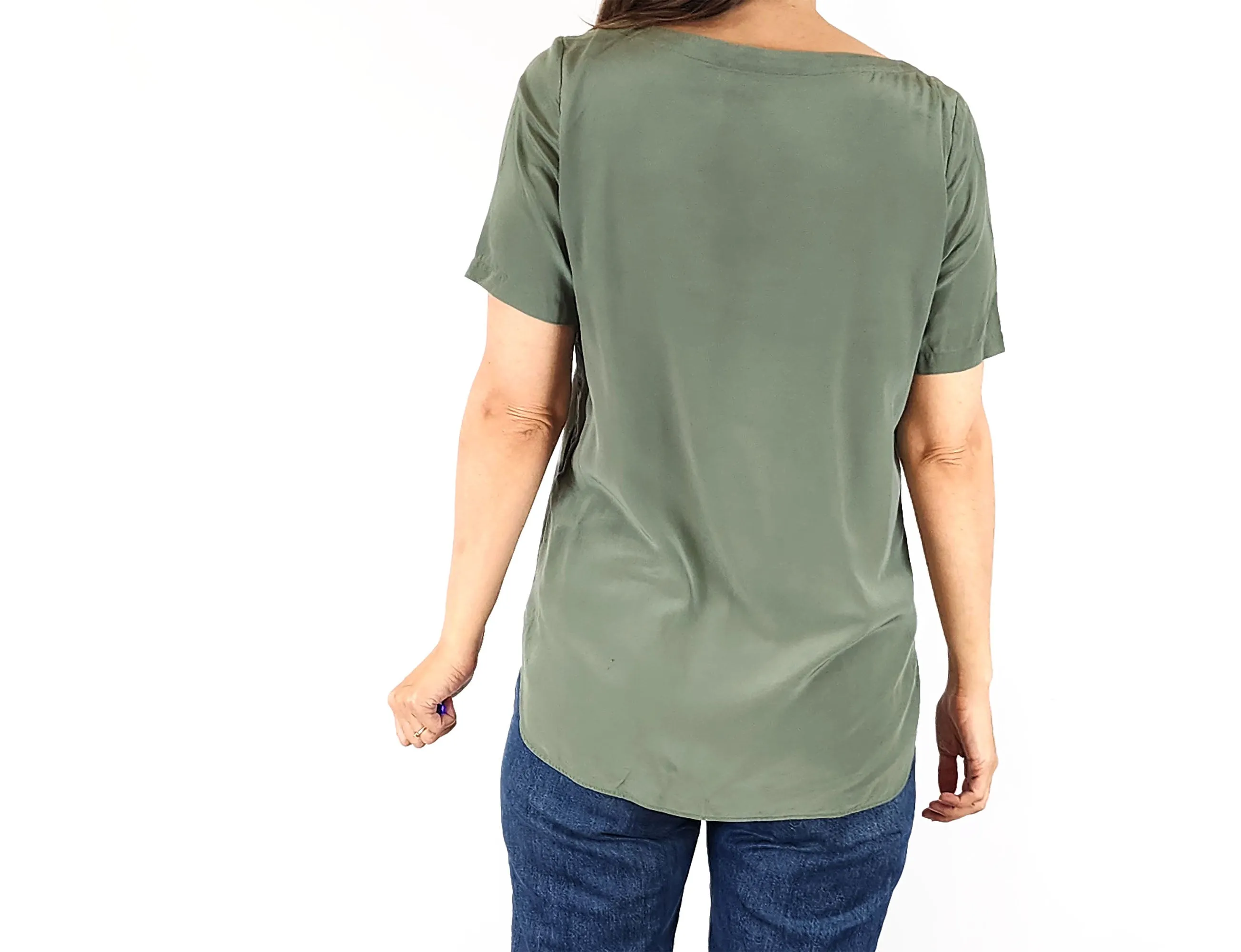 Anna Thomas green silk top size 8