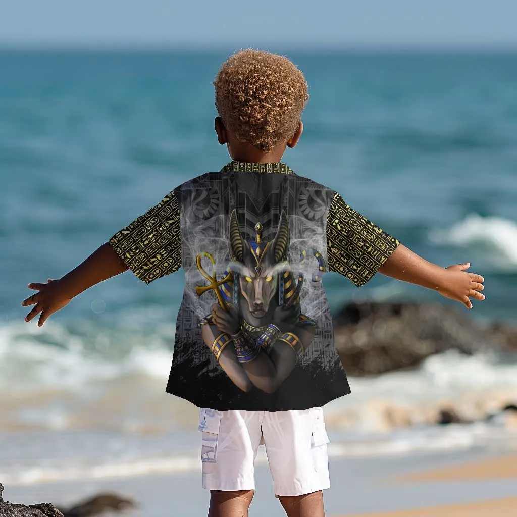 Anubis Kid Hawaiian Shirt Egypt Pattern Black DT02