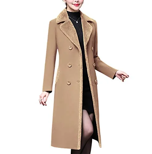 Aprsfn Women's Double-Breasted Wool Blend Pea Coat