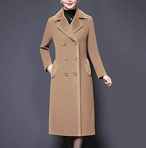 Aprsfn Women's Double-Breasted Wool Blend Pea Coat
