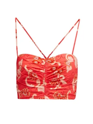 Arit Floral Ruched Crop Top in Calla Multi