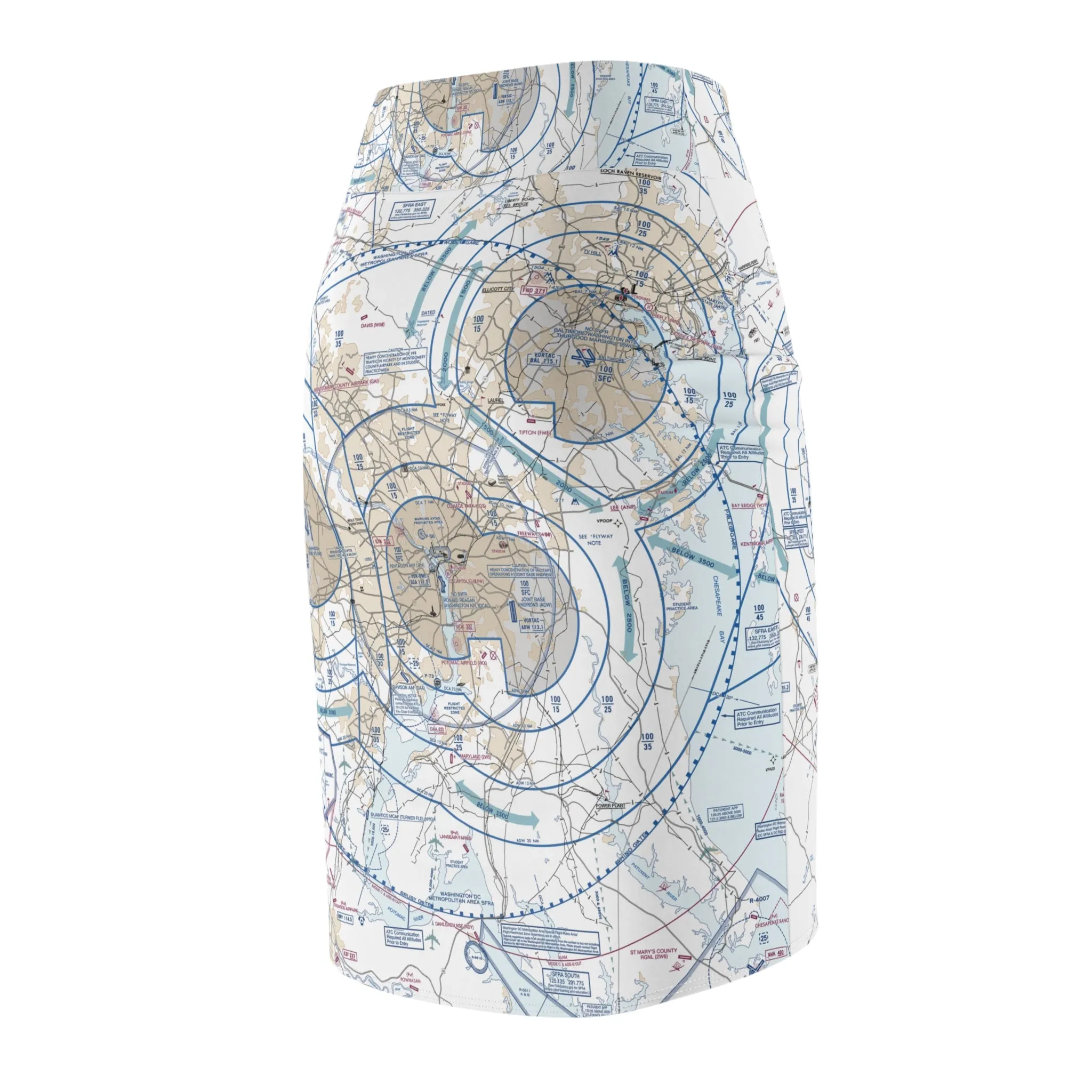 Baltimore-Washington Flyway Chart pencil skirt