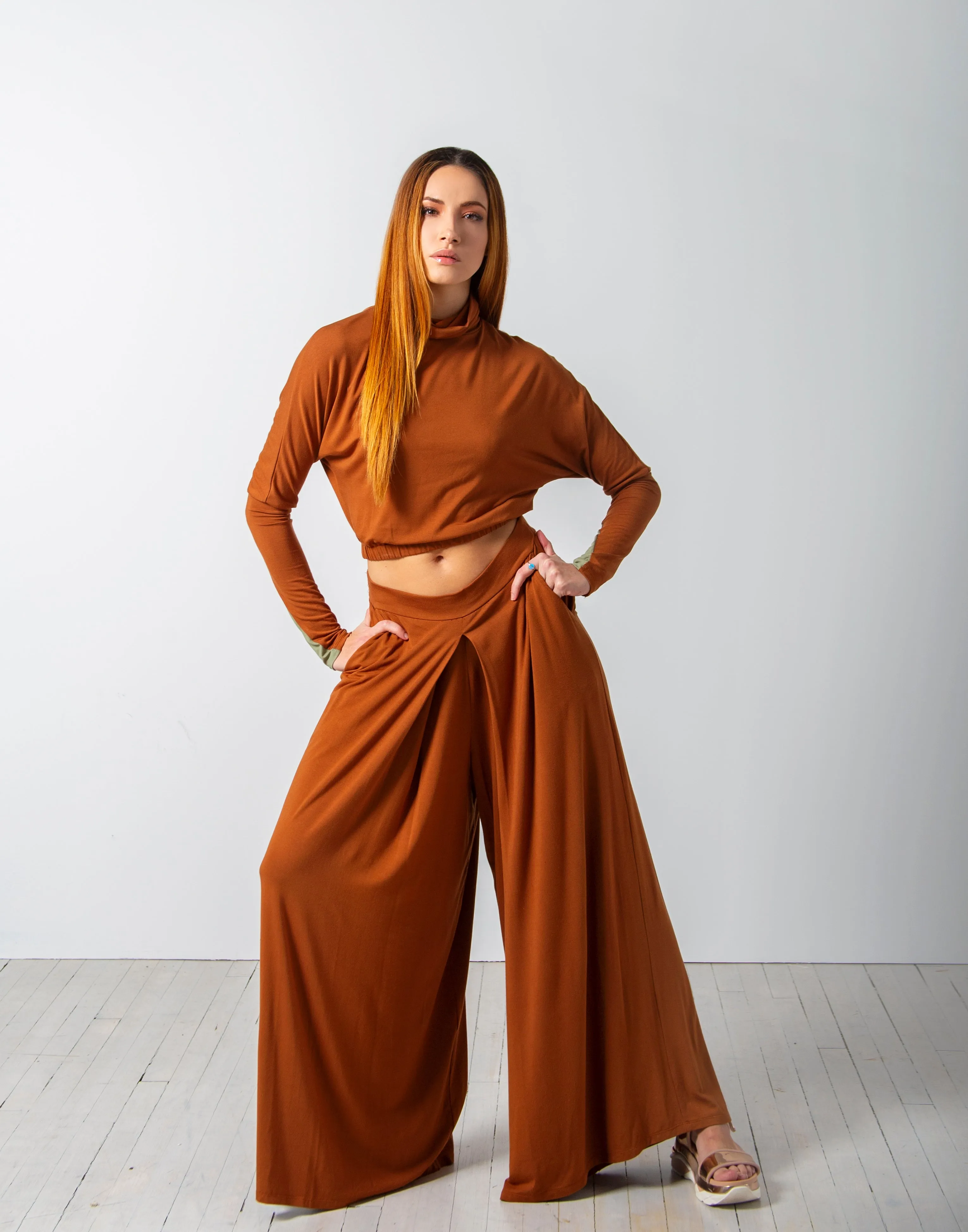 Bamboo Pleated Palazzo Pant