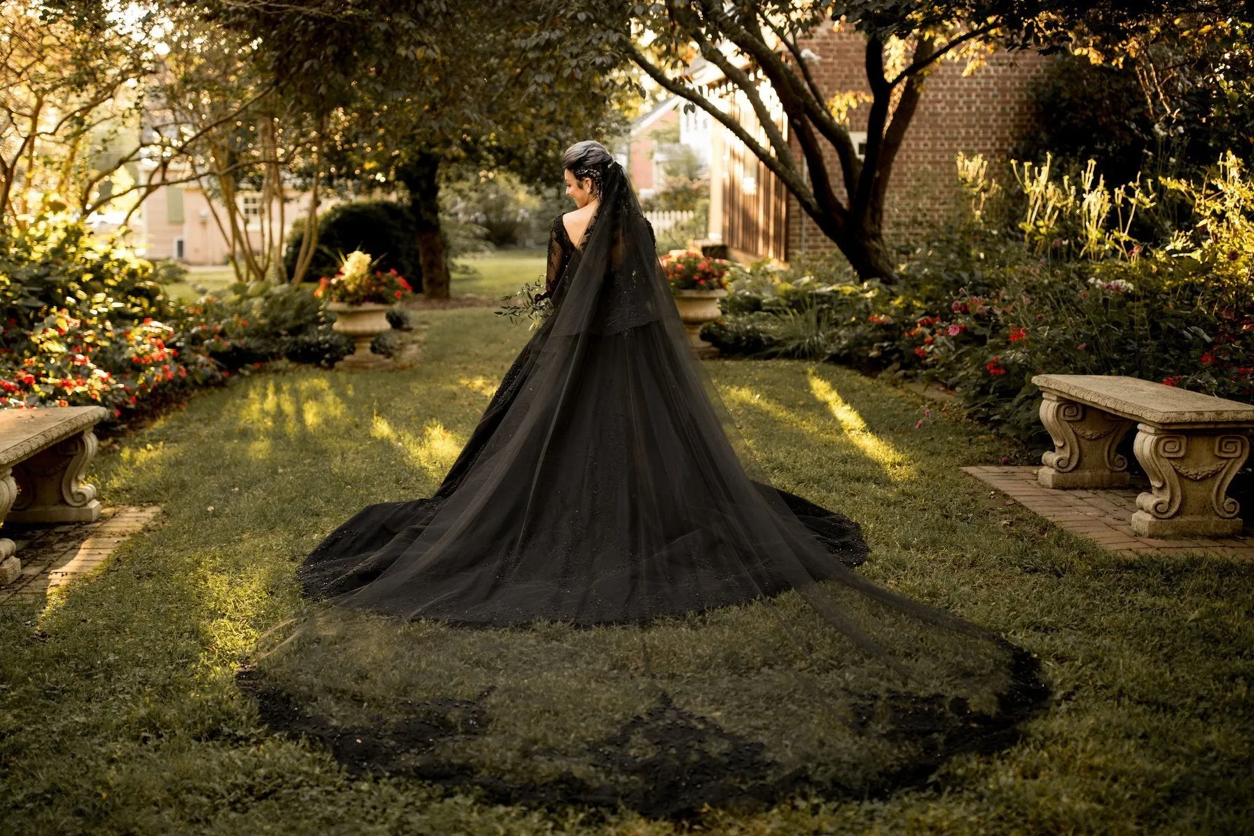 Beaded Lace Black Wedding Dresses Long Sleeves