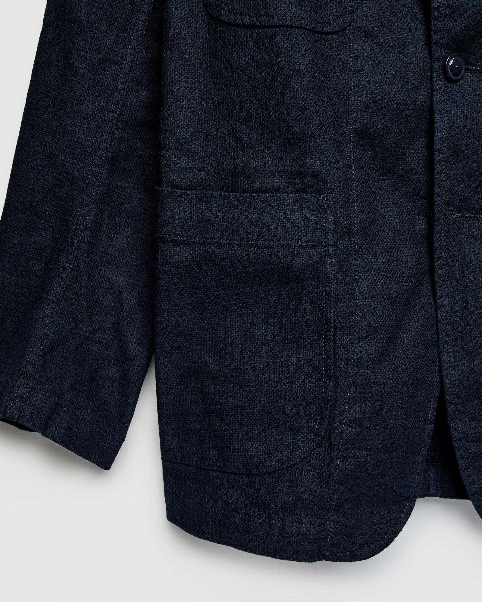 Bedford Jacket in Dark Navy Cotton Linen Java Cloth