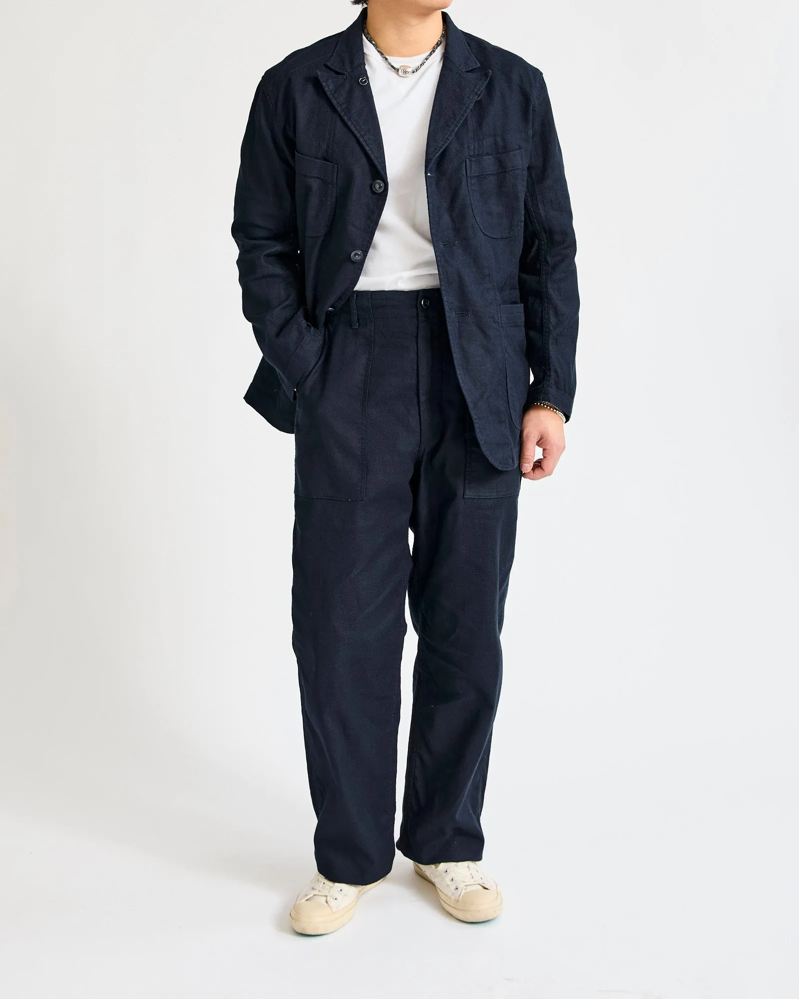 Bedford Jacket in Dark Navy Cotton Linen Java Cloth