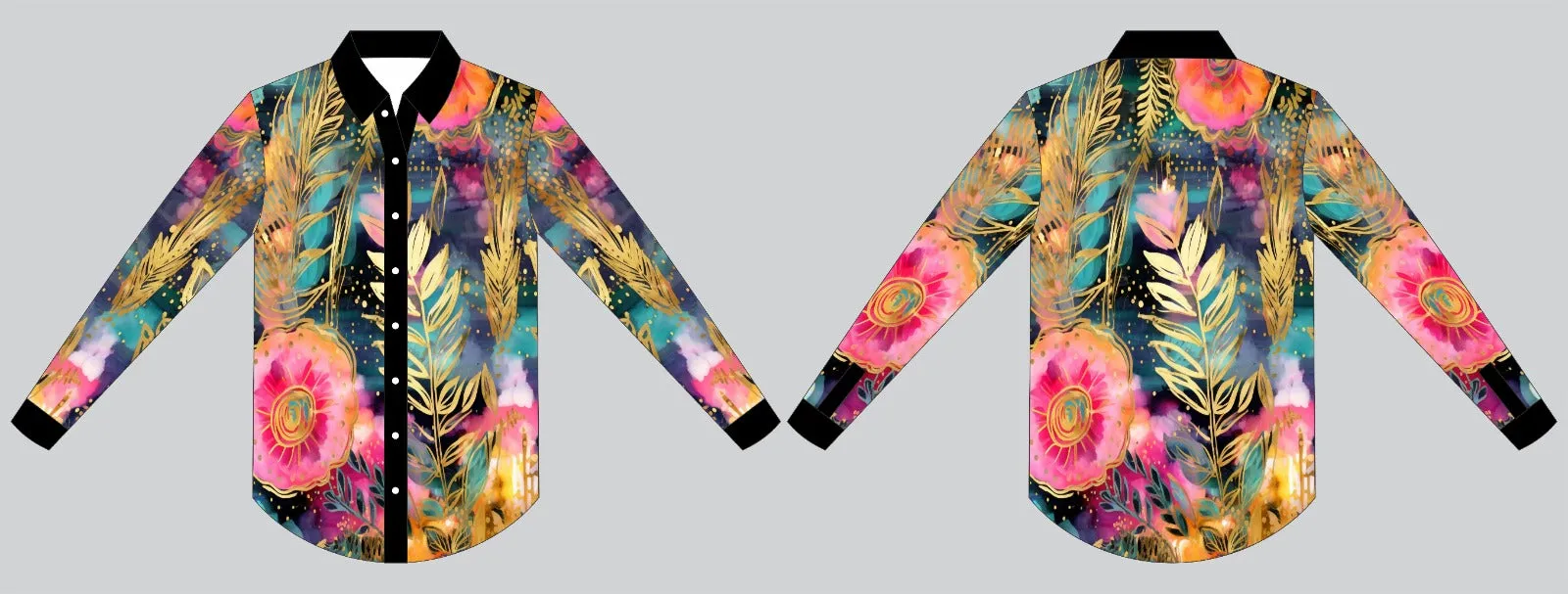 Black and Gold Flower Arena Shirt