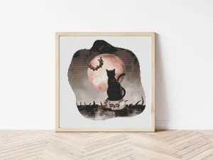 Black Cat Cross Stitch Pattern #1361