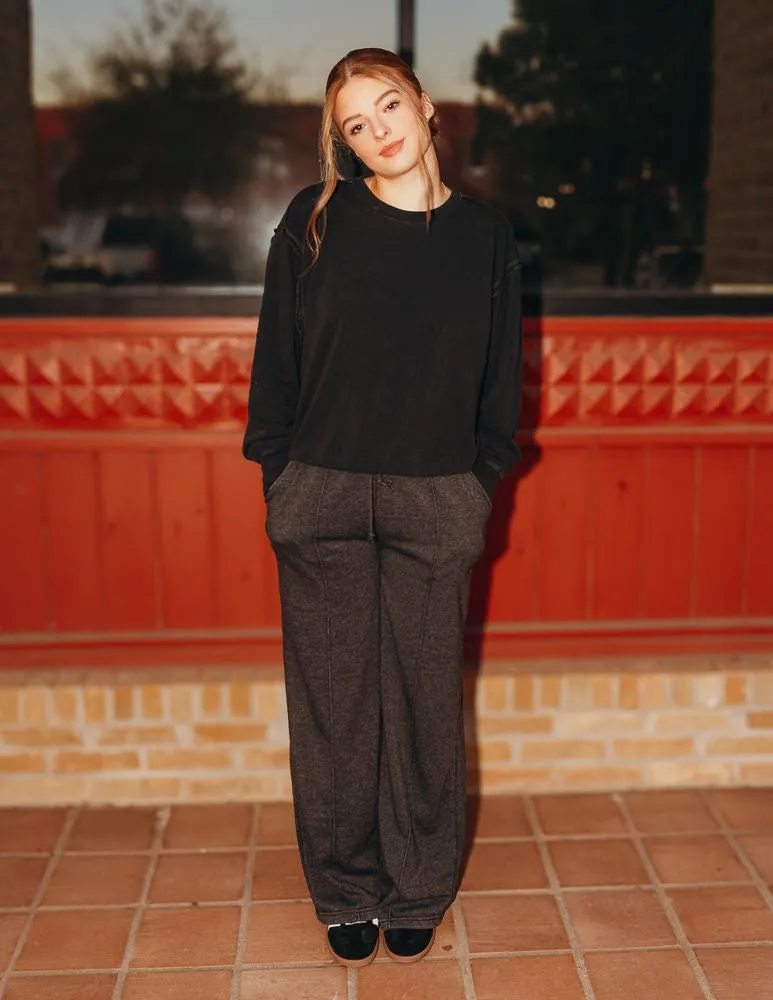 Black High Waist Drawstring Pants DZ24E895