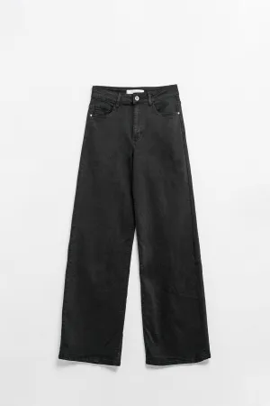 Black high-waisted wide-leg pants