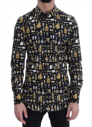 Black Slim Fit GOLD Jazz Shirt