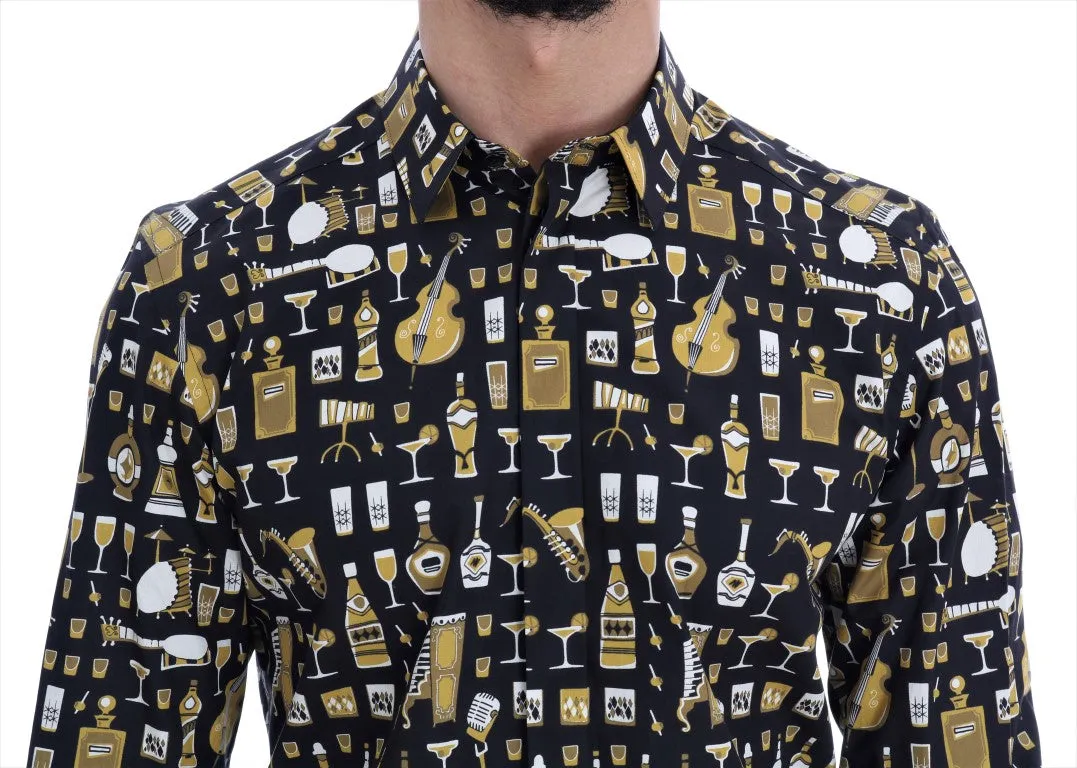 Black Slim Fit GOLD Jazz Shirt