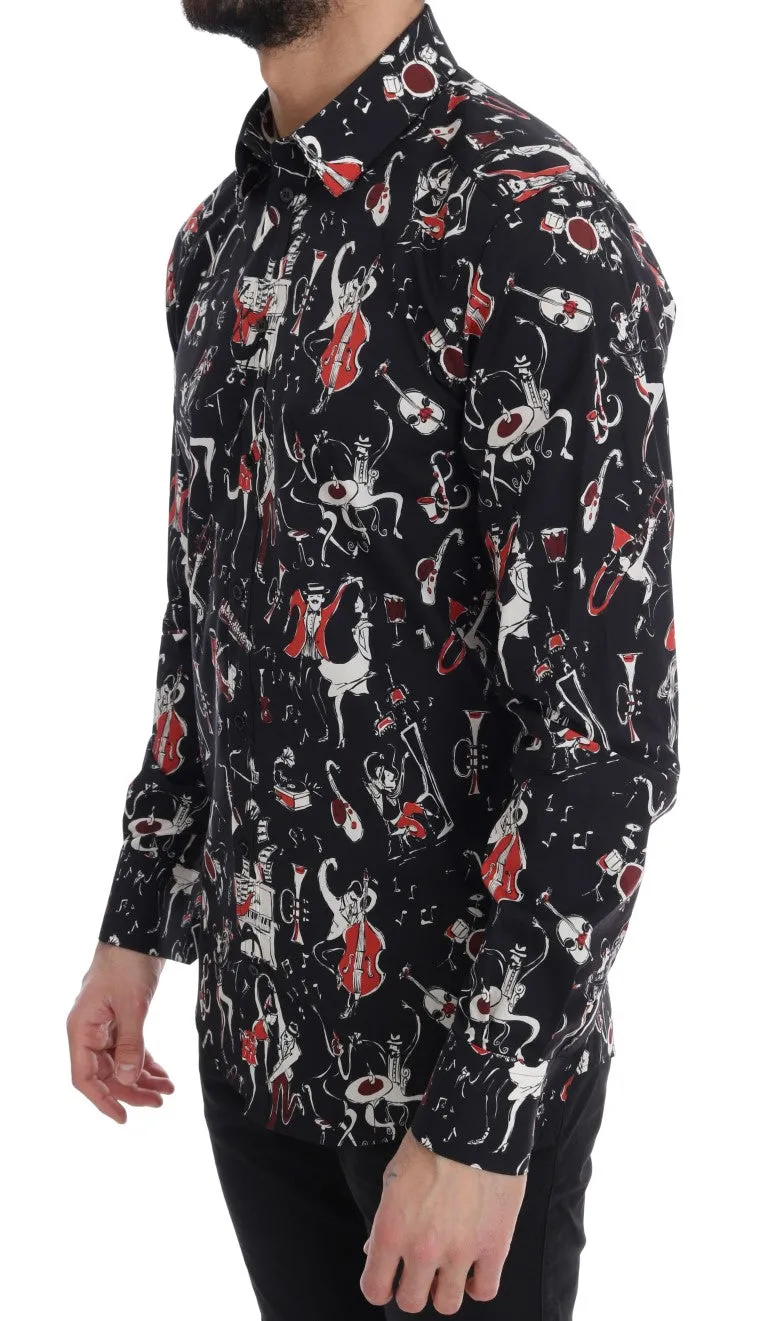 Black Slim Fit GOLD Jazz Shirt