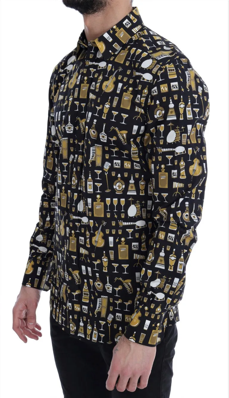 Black Slim Fit GOLD Jazz Shirt