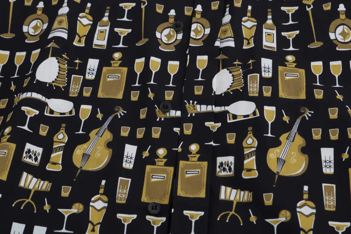 Black Slim Fit GOLD Jazz Shirt